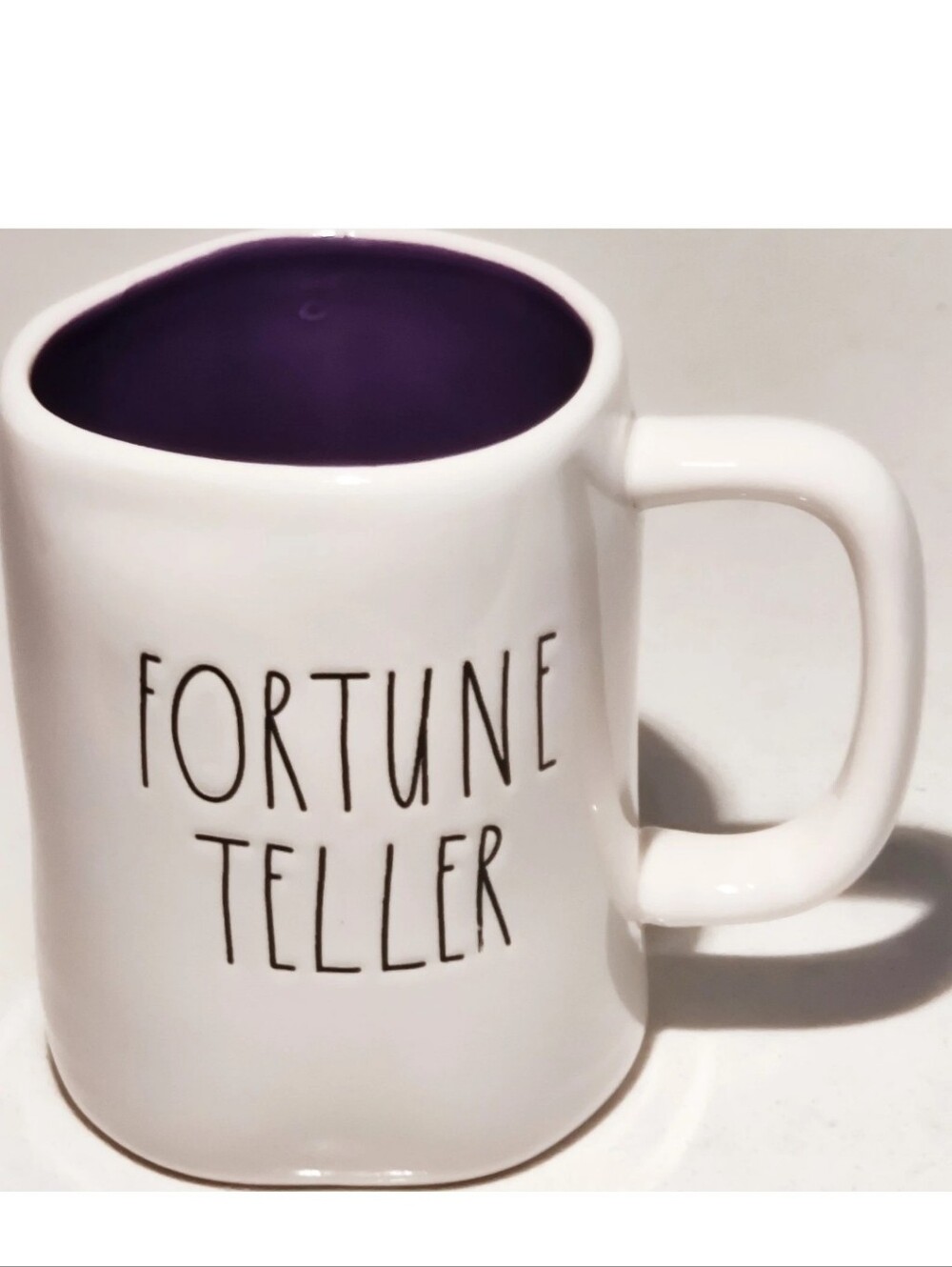 Rae Dunn Black White Mug with LL "FORTUNE TELLER Mug... purple 💜 Interior